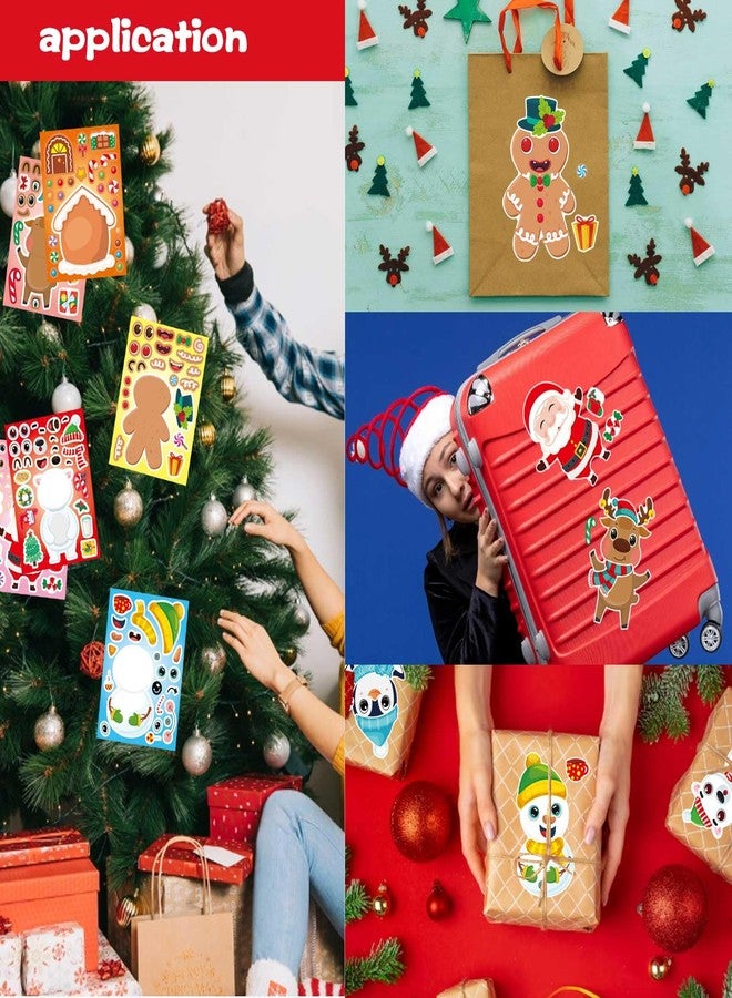 DUJAA 32 Sheets Christmas Stickers for Kids, Make Your Own Santa Claus Snowman Penguin Gingerbread Man Reindeer Face Stickers, Xmas Party Games Sticker Christmas Stocking Stuffer - Image 5